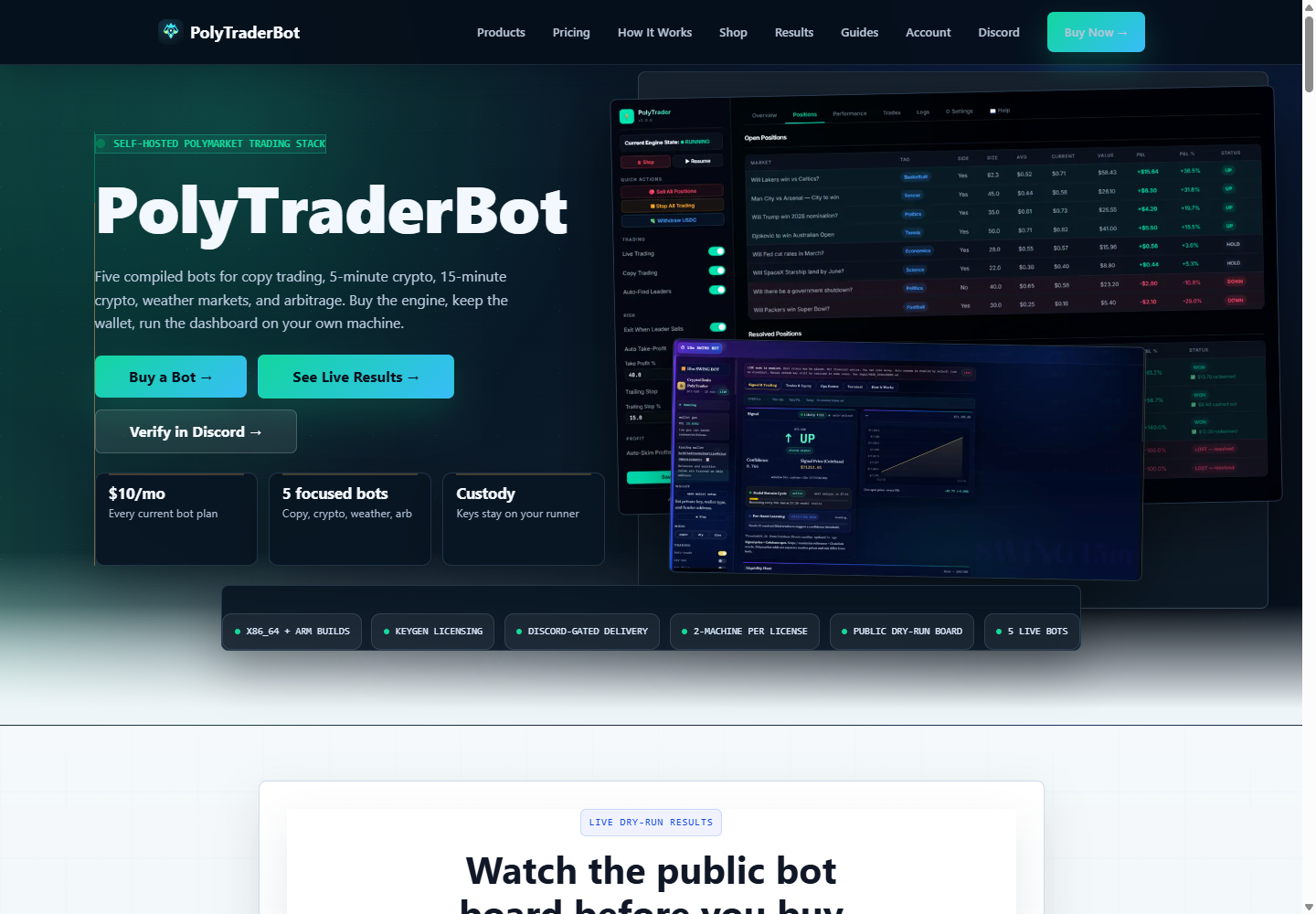 PolyTraderBot website screenshot